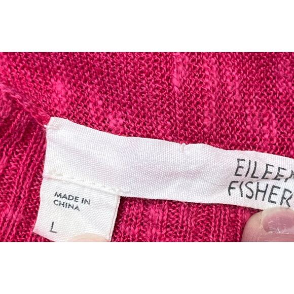 Eileen Fisher Womens Size Large Pink Linen Blend Long Sleeve Open Front Cardigan - Picture 3 of 6